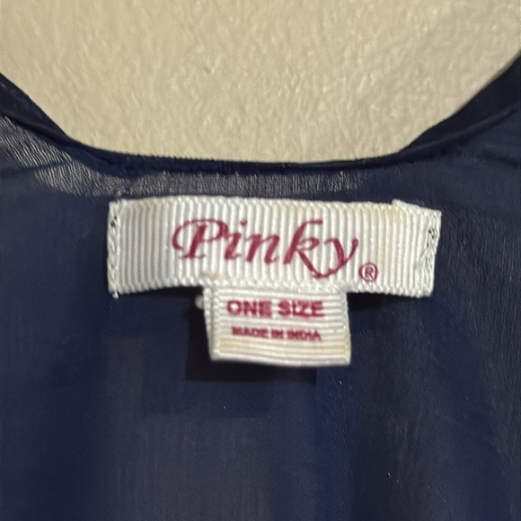 Pinky Navy Blue Sheer Kimono Women's One Size Floral, Beach, Vacation, Summer - Picture 5 of 8